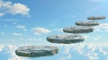 Skyhigh stone path creating a floating walkway above clouds