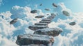 Skyhigh stone path creating a floating walkway above clouds