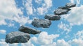 Skyhigh stone path creating a floating walkway above clouds