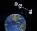 A skyhook is A heavy orbiting station is connected to a cable which extends down towards the upper earth atmosphere
