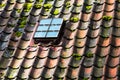 Skylight on ceramic tiles house roof Royalty Free Stock Photo