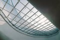 Skylight or glass sunroof ceiling of a building. Modern design architecture, or energy conservation model using nature sunlight