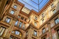 .Skylight Window and Colourful Facade at Galleria Sciarra in Rome, Italy
