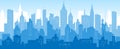 Urban panorama cityscape skyline building silhouettes horizontal vector illustration