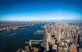 Skyline aerial view of Manhattan with skyscrapers and Hudson River - New York, USA Royalty Free Stock Photo