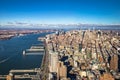 Skyline aerial view of Manhattan with skyscrapers and Hudson River - New York, USA Royalty Free Stock Photo