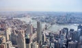 Skyline aerial view of New York City with a view of the Brooklyn and Manhattan Bridges and East River. Royalty Free Stock Photo