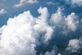 Skyline at air plane above clouds with city view under cloud,aerial view landscape