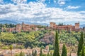 Skyline of the Alhambra Fortess in Granada, Spain Royalty Free Stock Photo
