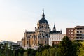 Almudena Cathedral of Madrid. Skyline at sunset Royalty Free Stock Photo