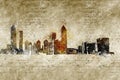 Skyline of atlanta in modern and abstract vintage look Royalty Free Stock Photo