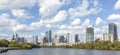 skyline of Austin in early morning light with mirroring city in the colorado river, Texas Royalty Free Stock Photo