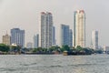 Skyline at the banks of the Chao Phraya River in Bangkok