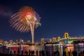 Firework at Odaiba rainbow bridge Tokyo Japan