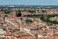 skyline of the beautiful Italian city Verona from Torre dei Lamberti to river Etsch with Ponte Scaligero