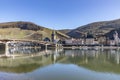 Skyline of Bernkastel-Kues with river Mosel Royalty Free Stock Photo