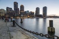 Boston, Skyline of Boston`s Financial District at sunset Royalty Free Stock Photo