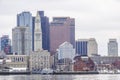 The skyline of Boston - view from a sightseeing boat - BOSTON / MASSACHUSETTS - APRIL 3, 2017