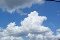 Skyline with Bright Blue Sky and Some White Clouds and One Gray Cloud Royalty Free Stock Photo