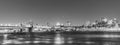 Skyline of Brooklyn with Brooklyn and Manhattan bridge by night
