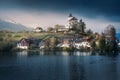 Skyline of Buchs with Werdenberg Castle and Werdenberg Lake - Buchs, Switzerland