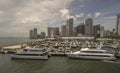 Skyline of buildings behind yacht harbor, Miami, Florida, USA Royalty Free Stock Photo