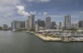 Skyline of buildings behind yacht harbor, Miami, Florida, USA Royalty Free Stock Photo