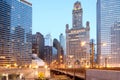 Skyline of buildings at downtown Chicago at dusk Royalty Free Stock Photo