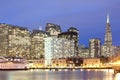 Skyline of buildings at Financial District in San Francisco at night, California