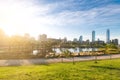 Skyline of buildings at Las Condes district, Santiago de Chile Royalty Free Stock Photo