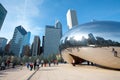 Skyline of buildings and tourists at Millennium Park at Chicago downtown Royalty Free Stock Photo