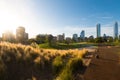 Skyline of buildings at Vitacura and Providencia districts from Parque Bicentenario, Santiago Royalty Free Stock Photo