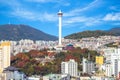 Skyline of busan city with busan tower in south korea Royalty Free Stock Photo