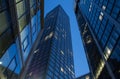 Skyline of business buildings in Frankfurt at sunset Royalty Free Stock Photo