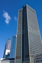 Skyline of business buildings and Trade Fair Tower in Frankfurt, Germany Royalty Free Stock Photo