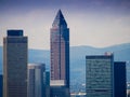 Skyline with business buildings and Trade Fair Tower in Frankfurt Royalty Free Stock Photo