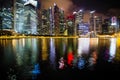 Skyline in business district Singapore at night time. Nature. Royalty Free Stock Photo