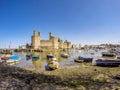 The skyline of Caernafon in Wales during low tide - United Kingdom