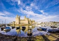 The skyline of Caernafon in Wales during low tide - United Kingdom