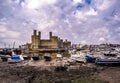 The skyline of Caernafon in Wales during low tide - United Kingdom