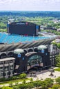 Skyline with Carolina Panthers NFL`s Bank of America Stadium. Royalty Free Stock Photo