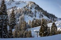 Chair lift at Stevens Pass blends in with the trees on a Royalty Free Stock Photo