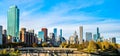 Skyline of Chicago above a railway at Grant Park in Illinois, United States Royalty Free Stock Photo