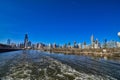 Skyline of Chicago Buildings from the River Royalty Free Stock Photo