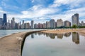 Skyline of Chicago, Illinois from North Avenue Beach on Lake Mic Royalty Free Stock Photo