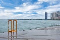 Skyline of Chicago, Illinois from North Avenue Beach on Lake Mic Royalty Free Stock Photo