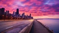 skyline chicago lake shore drive Royalty Free Stock Photo