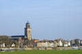 Skyline city Deventer and river Ijssel Royalty Free Stock Photo