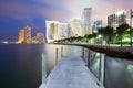 Skyline of city downtown and Brickell Key in Miami Royalty Free Stock Photo