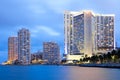 Skyline of city downtown and Brickell Key, Miami Royalty Free Stock Photo